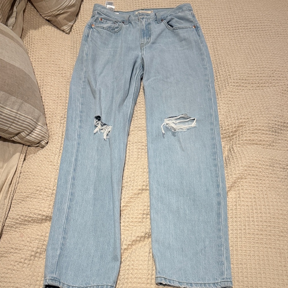 Low pro straight Light Blue Distressed Women Jeans Levi